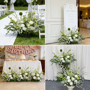 Arreglo Floral Artificial de Seda Blanca y Verde, Centro de Mesa Floral con Soporte para Decoración de Eventos, Bodas y Regreso a Clases - Product Image 2