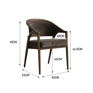 <span class=keywords><strong>Sedia</strong></span> da Pranzo Moderna in Legno Massello con Schienale Imbottito e Braccioli in Tessuto - Product Image 6