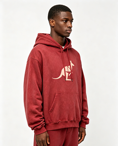 Felpa con Cappuccio Oversize da Uomo Rossa Personalizzata con Stampa Kornit, Ritratto di <span class=keywords><strong>Band</strong></span> <span class=keywords><strong>Rock</strong></span> Retrò, Effetto Vintage, 100% Cotone Ecologico - Product Image 1