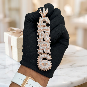 Pendentif Couronne en Or avec Diamant Naturel Personnalisé, Collection de Bijoux de Luxe Hip Hop pour Hommes, Design Premium - Product Image 1