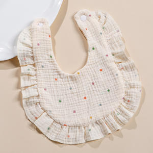 Baberos de Algodón con Volantes para Bebés y Niños Pequeños, Baberos de Muselina de 4 Capas con Impresión Personalizada - Product Image 2