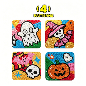 Kit de Manualidades con Láminas Metálicas con Temática de Halloween, Crea Imanes Brillantes para Refrigerador, Juego de Llaveros, Juguete Creativo para Niños, Regalo Festivo - Product Image 3