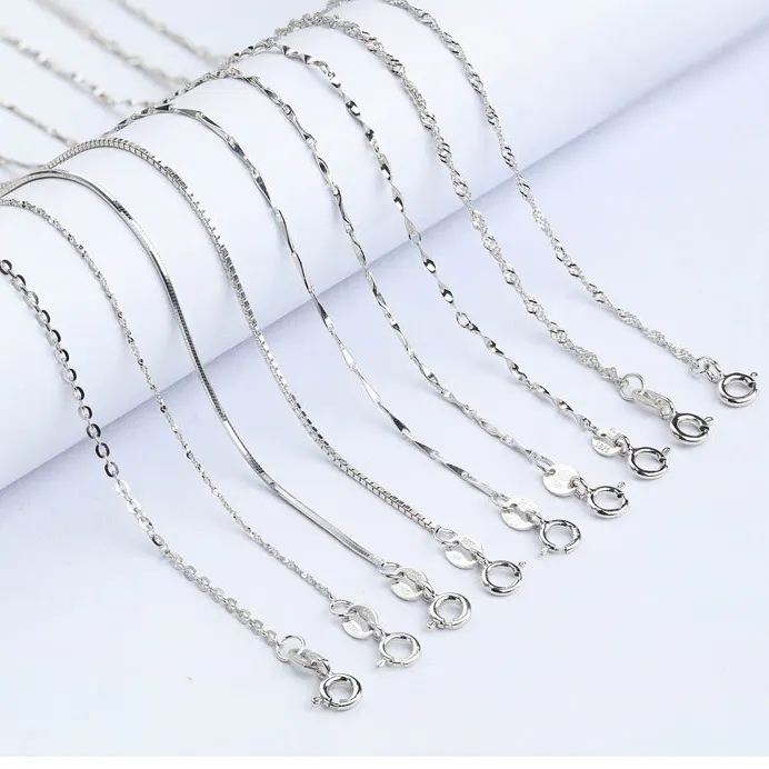 Lagerbestand Damenketten zu passen Anhänger 925 Sterling-Silber Mode einfache Halsketten Klassisches Sterling-Silber vergoldete Reißverschluss