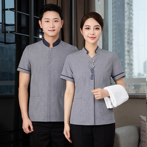 <span class=keywords><strong>Abiti</strong></span> <span class=keywords><strong>da</strong></span> <span class=keywords><strong>lavoro</strong></span> a maniche corte per uomini e donne estivi per pulizie di proprietà per camera d'albergo uniforme del personale di pulizia - Product Image 6