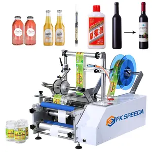 Fk603 Hoge Kwaliteit Tafel Top Semi Automatische Ronde Fles Etiketteermachine Te Koop