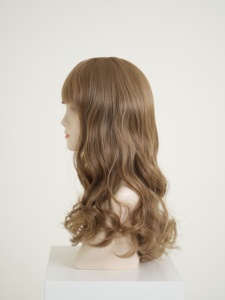 Korean Premium Heat Resistant Synthetic Full <b>Wig</b> Voluminous Long S-Wave Curly <b>Wig</b> with Bangs Mocha <b>Blonde</b> - Product Image 3
