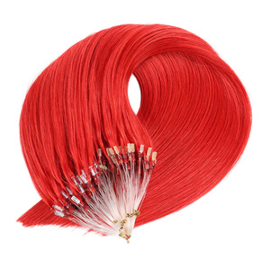 Extensions de cheveux roux rougeâtre à micro-anneaux, double trame, cheveux indiens vierges, invisibles et confortables - Product Image 1