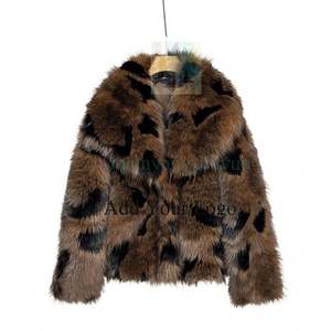 Wholesale Women's <strong>Leo</strong> Print Customer Design Fashion Winter's Faux Fur Coat - Product Image 5