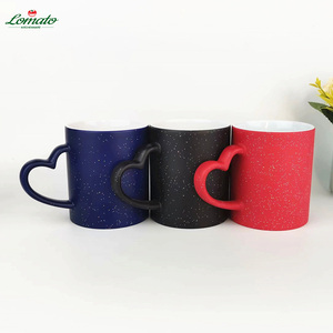 Taza de cerámica con purpurina estrellada y asa de corazón, taza en blanco para sublimación, prensa térmica, taza personalizada con foto para San Valentín o bodas - Product Image 2