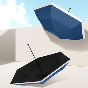Paraguas de Plumas Ultraligero con Protección Solar, Plegable en Tres Secciones, con Bloques de Color, para Damas, Venta al Por Mayor - Product Image 2
