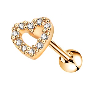 <span class=keywords><strong>Piercing</strong></span> de acero inoxidable para el cuerpo, joyería para el cartílago de la oreja, con circonita transparente, 316L - Product Image 1