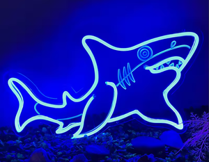 Lampe néon LED personnalisée en forme de requin, tube en silicone, décoration murale pour extérieur, maison, bar, jardin - Product Image 1
