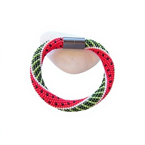 Bracelet manchette brodé et perlé fait main MS Handicraft - Écologique pour femmes et filles - Product Image 1