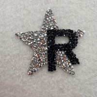 Nouveau modèle d'appliques en denim avec motifs de cœur en strass tridimensionnels et d'étoile à cinq branches