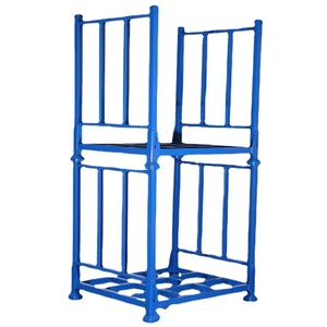 Tùy chỉnh Heavy-Duty sơn tĩnh điện thép có thể gập lại kim loại kho xếp chồng giá Stackable có thể gập lại thép Pallet lưu trữ - Product Image 1