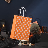 Tas kemasan hadiah makanan ringan permen Halloween 15x8x21cm pegangan terpilin kertas Kraft tas pengiriman makanan tersedia