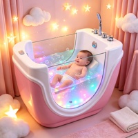 Baignoire bébé autoportante blanche avec hydromassage et drain intégré pour une installation facile en intérieur