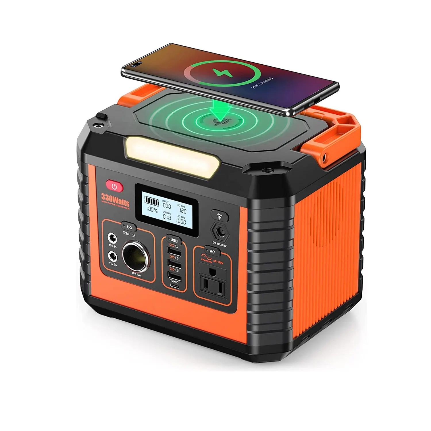 Portable Power Station AC DC Solar Power 330W Emergency Backup Lithium Battery Pure Sine Wave Inverter Outdoor Camping Generator