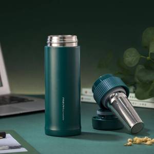 PINKAH 13 oz Stainless Steel Insulated Tea <strong>Infuser</strong> Flask Thermos <strong>Mug</strong> with Removable Strainer Flask Shape for Loose Water Tea - Product Image 1