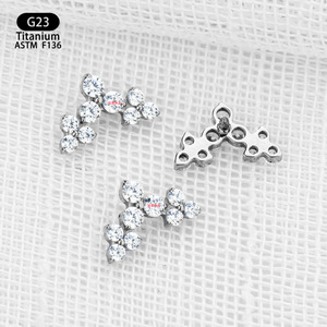 G23 <b>Titanium</b> Butterfly <b>Stud</b> Earrings 9.6mm Zircon Prong Setting For Ear Cartilage Piercing Jewelry - Product Image 4