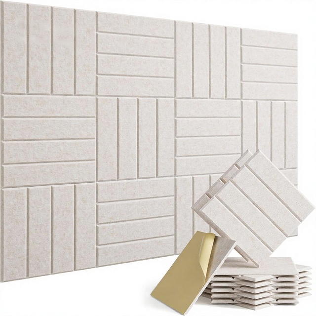 Self-Adhesive High-Density Polyester Soundproof Foam Panels for Recording Studio Home Theater & Living Room