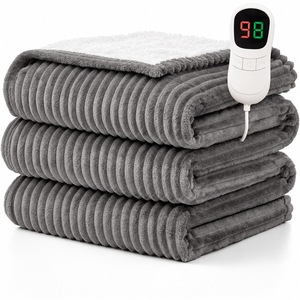 Manta Eléctrica de Felpa con Control de Temperatura, Color Gris Sólido, para Uso Doméstico en Otoño e Invierno - Product Image 1