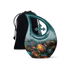 Offre Spéciale belle urne adulte de crémation de goutte de Tarot pour les cendres humaines urne funéraire décorative grande croix avec sac en velours gratuit - Product Image 1