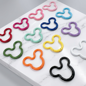 Llavero de aleación de zinc con diseño de Mickey pintado con spray, colorido, con cierre de resorte, arcoíris, accesorio de joyería DIY - Product Image 1