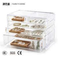 Boîte de rangement cosmétique rectangulaire transparente en acrylique, grande capacité, organisateur multi-compartiments, présentoir de comptoir personnalisé