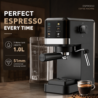 Cafetera Espresso Semiautomática de 20 Bares y 1350W con Pantalla Táctil, Tanque de Agua de 1L, para Hogar, Oficina y Cafetería, Gran Venta