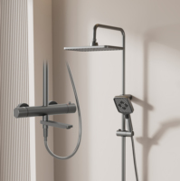 Ensemble de douche domestique multifonction à bouton-poussoir, en aluminium spatial, système de douche pluie à température constante 3285 – Fournisseur d'usine