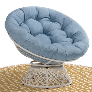 Chaises modernes d'extérieur, chaises pivotantes pour salle de lecture et chambre <span class=keywords><strong>à</strong></span> coucher, chaise longue ergonomique en osier Papasan avec coussin marron et base marron - Product Image 1