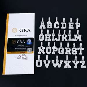 Colgantes Personalizados con Nombre en Plata de Ley 925 con Moissanita, Letras Iniciales de la A a la Z, Estilo Hip Hop, Chapados en Oro para Hombre - Product Image 6
