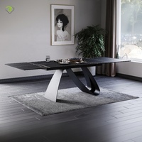Table à manger moderne noire en marbre, rectangulaire, design, pour cuisine, salle à manger, bureau à domicile, ensemble de table à manger
