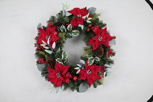 Couronne de Noël artificielle pour animaux de compagnie ronde personnalisée en gros Couronne de fleurs artificielles de 30 pouces pour la fête - Product Image 3