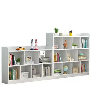 Massivholz-weißes Bücherregal für Studenten einfacher Boden-Buchregal mit freier Kombination Latten-Schrank Klassenzimmer Kinderzimmer