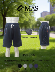 Pantalones Cortos Bermuda para Hombre O'MAS, 100% Algodón, con Cordón, Color Sólido, Cintura Media, HS235G - Product Image 2