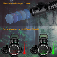 Lunette de visée multifonction FOCUHUNTER 3-en-1 avec optique combinée 3-9x32EG, double illumination rouge et verte, 4 réticules et viseur laser rouge