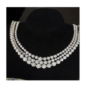 Xinfly Elegant 18K Pure Gold Luxury Classic Tennis <b>Necklace</b> for Women 3ct Diamond Inlay Jewelry - Product Image 1