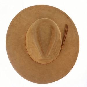 Sombreros Fedora de Gamuza al por Mayor con Ala Ancha de 10 cm para Mujer, Sombrero Jazz con Borla y Adorno de Corazón Color Durazno - Product Image 4