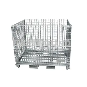 Foldable Metal Bulk Storage Collapsible Stacking Wire Pallet Container with forklift