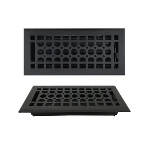 New Wholesale Antique Style Design Textured Black Heavy Duty Floor Vent Covers Metal Damper Attached