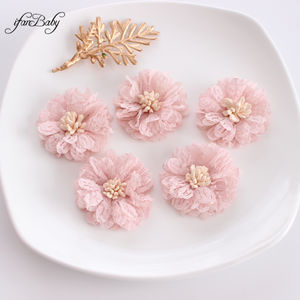 Diadema de moda con flores de tela Floral de gasa Artificial sólida de 4,5 CM, accesorios con <span class=keywords><strong>estambre</strong></span> para ropa y diademas - Product Image 2