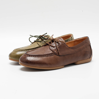 Chaussures plates décontractées pour femmes en cuir véritable vieilli, à lacets, avec semelle intérieure confortable
