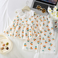 Ensemble deux pièces pour filles, camisole à imprimé floral et pantalon capri, style coréen mignon, vêtements pour bébés, tout-petits et enfants, vente en gros