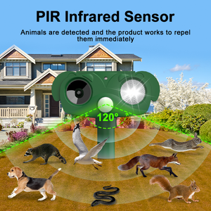 Cour extérieure Couverture étendue Répulsif solaire à ultrasons pour animaux Dispositifs de lumière stroboscopique de jardin Répulsif pour animaux étanche - Product Image 3