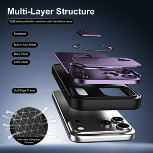 Funda Magnética Invisible con Soporte para <span class=keywords><strong>iPhone</strong></span> 18 17 16 15 14 13 12 11 Pro Max 16E, Protección de Lente a Prueba de Golpes, Anti-Caídas - Product Image 2