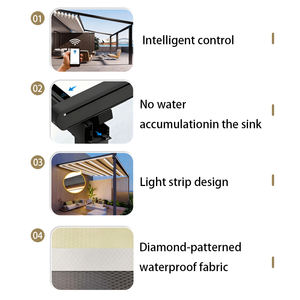 Auvent de terrasse extérieur de haute qualité en tissu PVC, auvent électrique motorisé, imperméable, pergola rétractable - Product Image 5