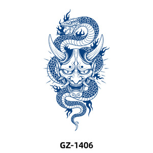 Nouveaux autocollants de tatouage aux herbes 2026, motifs animaux totemiques (araignée, dragon, serpent), imperméables et résistants à la transpiration, bleus, pour hommes et femmes - Product Image 4