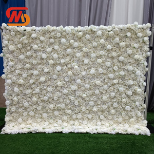 Mur de fleurs artificielles en tissu, roses blanches, pour mariage, événements et fêtes - Offre spéciale - Product Image 1